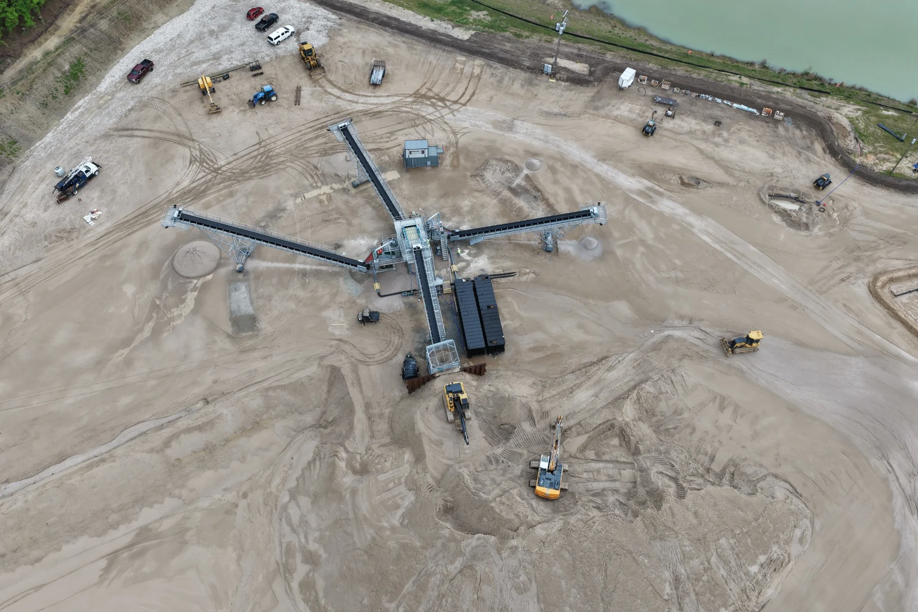 Aerial view of an aggregates processing operation